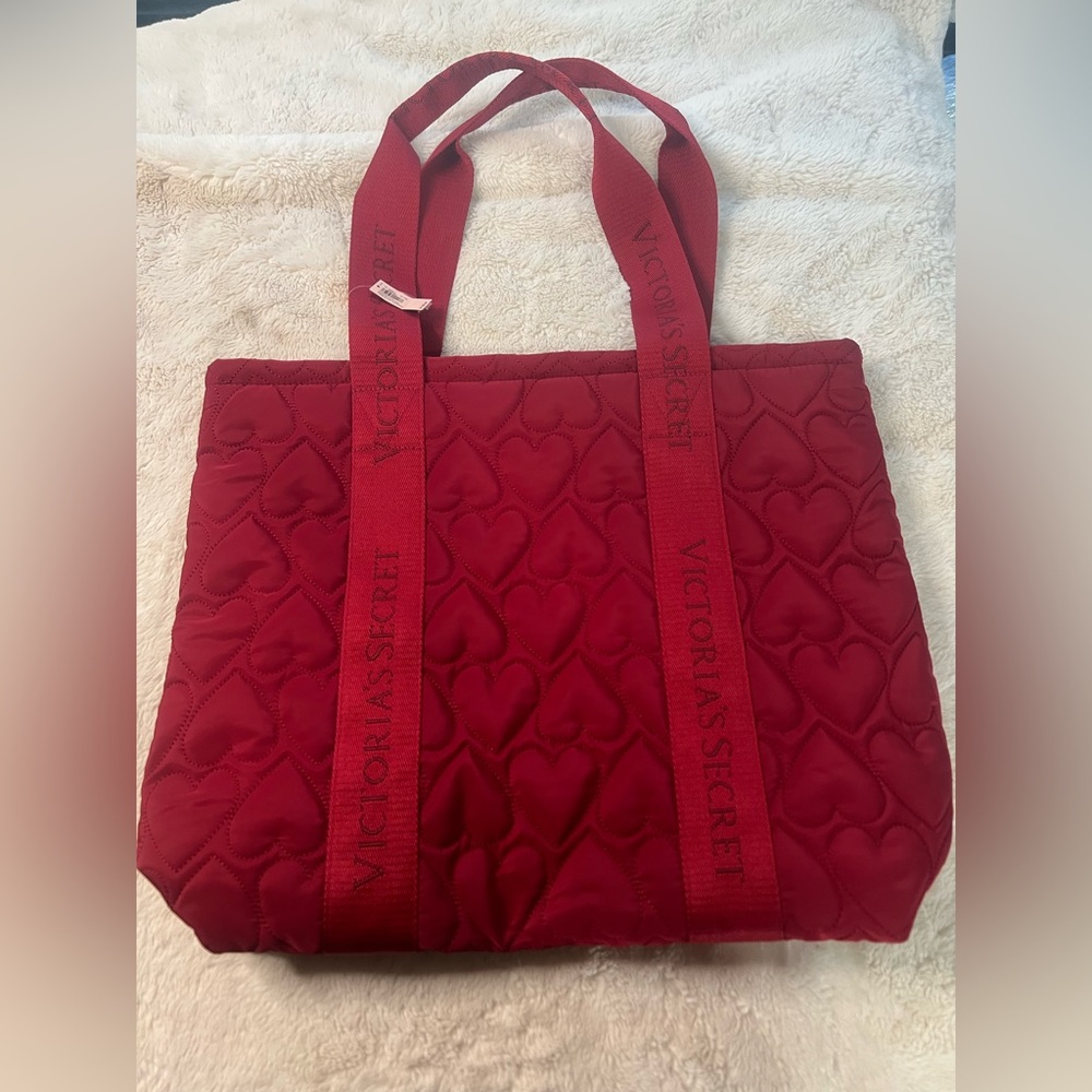 Victoria's Secret Heart-Patterned Red Tote